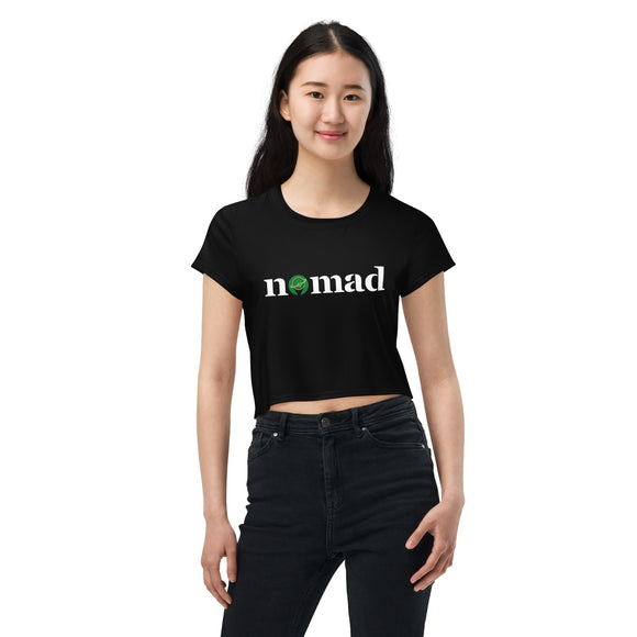 White And Green Nomad Crop Tee