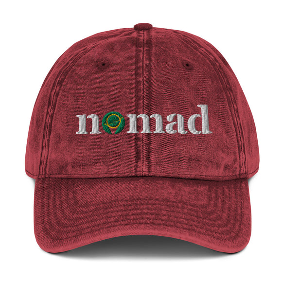 White And Green Nomad Vintage Cotton Twill Cap (Additional Colors Available)